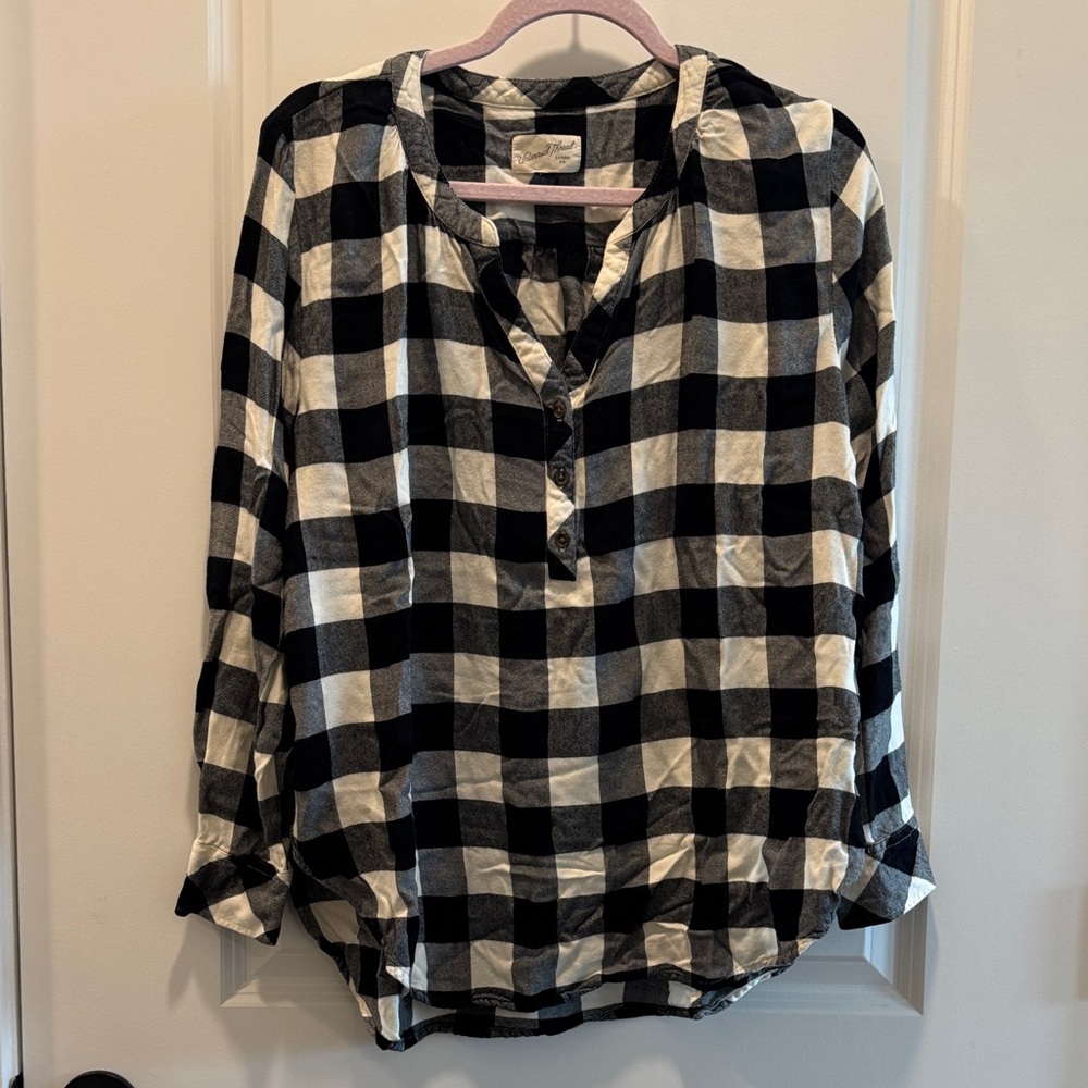 Black and White Checkered Button-Up Shirt